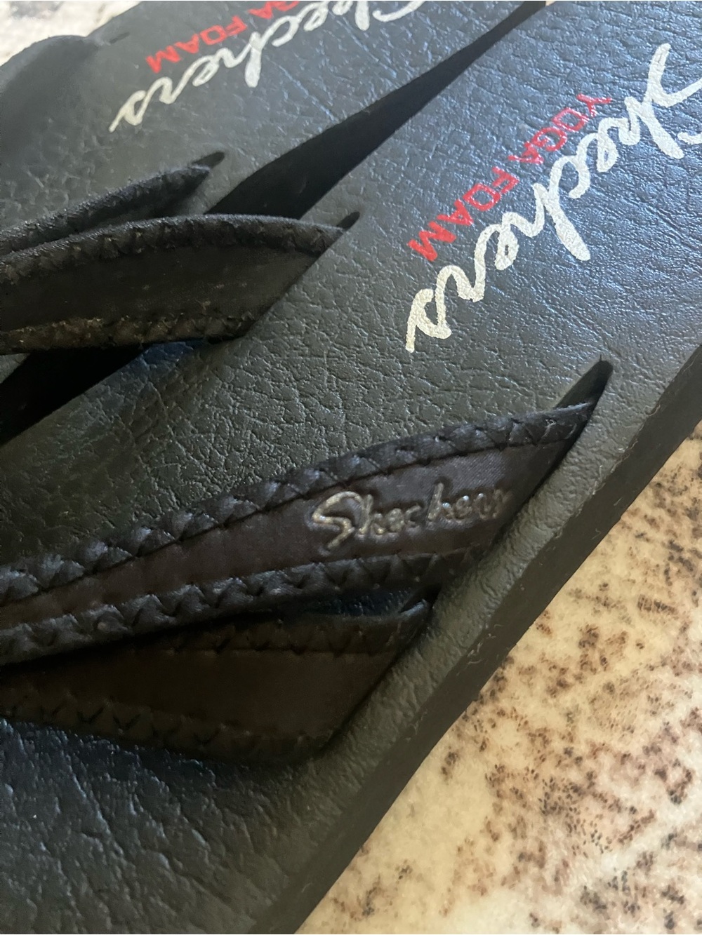 Skechers Women’s Black Platform Thong Sandals y2k - Picture 4 of 5